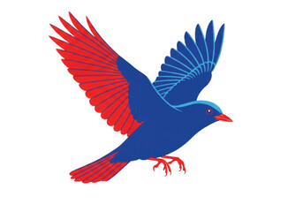 Fototapeta premium Blue bird with red wings perched on branch vector illustration isolated on transparent background