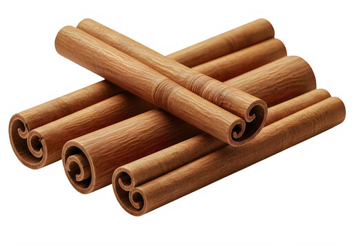Six brown rolled cigars arranged neatly isolated on transparent background