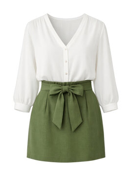 PNG Elegant blouse with green skirt