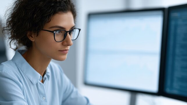 Data scientist using AI dashboard with predictive analytics charts, business intelligence, machine learning workflow