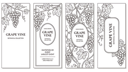 Set of grape vine vertical banners or cards. © NAZMA