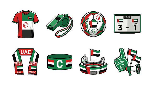 United Arab Emirates Football World Cup Icons Set &ndash; UAE Soccer Championship Collection