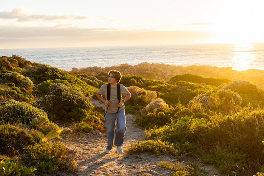 child, boy young boy, active, exercise, exploring, sunset, coastline, dekelders, South Africa, western cape, nature, walking, people, path, landscape, waves, water, ocean, sea,  travel, summer, person