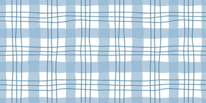 Seamless blue plaid pattern with soft textile style. Perfect for fabric, wrapping, home decor and background design.