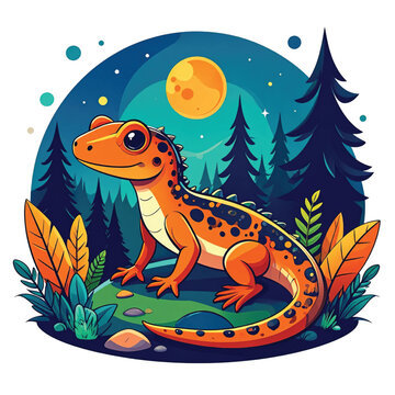 Colorful lizard in cartoon style.