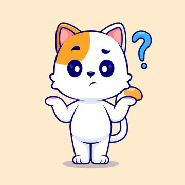 Cute Cat Confused Cartoon