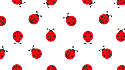 Vibrant red ladybug seamless pattern on white background, a cheerful graphic design for playful textiles, children's decor, and creative projects © epos studio art