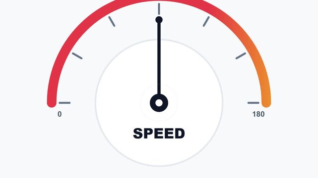 A speedometer gauge shows a needle pointing to maximum speed limit.