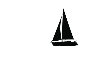 Fototapeta premium Silhouette of a sailboat with full sails navigating the water, representing travel and adventure.