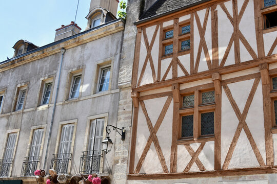 Different Architecture Styles Side-by-Side - French Neoclassical and Medieval Half-Timbered