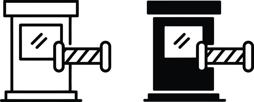 Road toll icon, outline and solid vector symbol with linear pictograms for highway payment toll booth traffic fee and transportation service design.