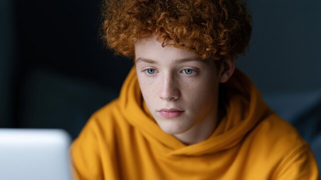 Teenager attending online class from bedroom during fictional outbreak