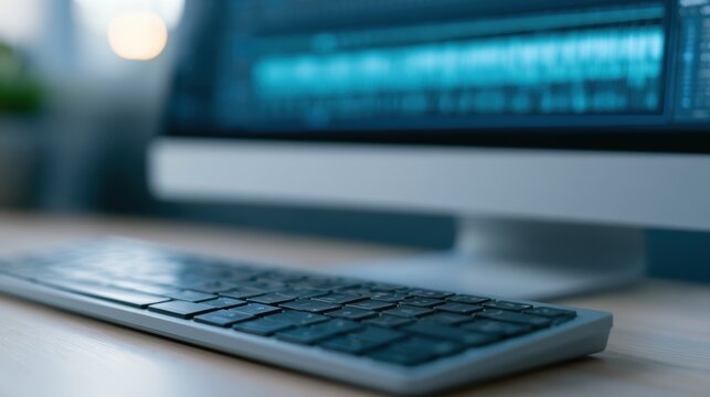 AI video editing software on computer screen, automated content creation, creative technology workspace