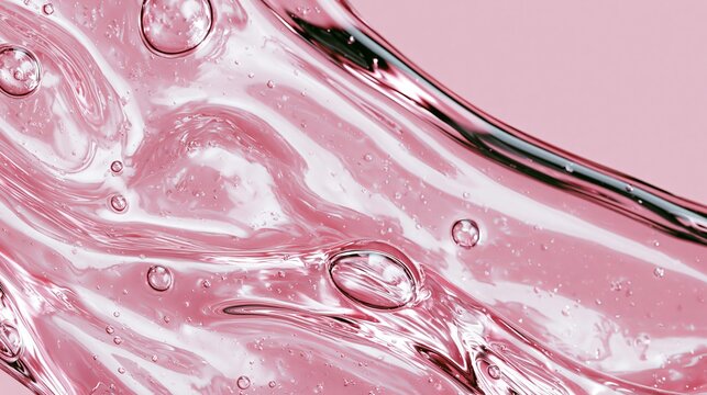 Smooth gel, clear and pink, moisturizes skin. Its bubbly texture feels light on your face.