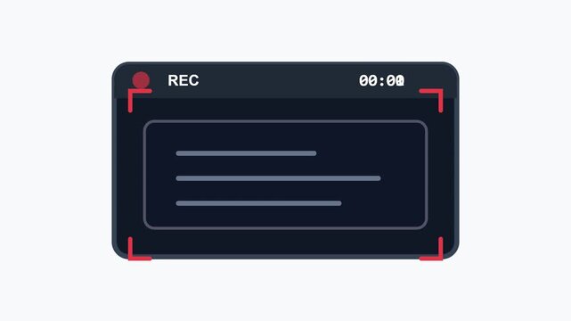 A video recording interface displays a blank screen with red corners and REC symbol.