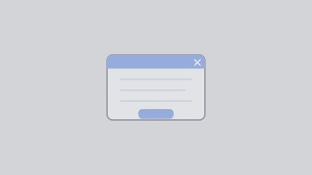 Browser window, web page, pop-up, blue and white interface
