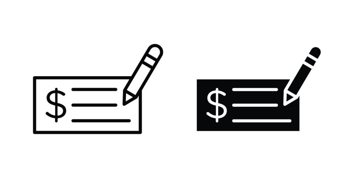 Signing cheque icon