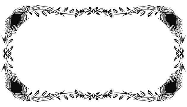 Elegant ornamental frame with floral elements and subtle feather accents offers ample space for text.