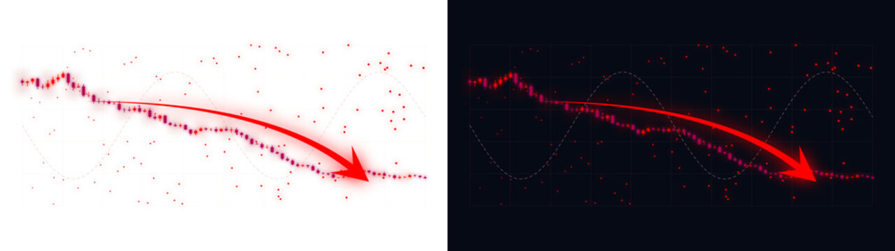 PNG image of Red Graph Decline, Financial Trend Downward Arrow, Data Analysis, Stock Market Crash, Economic Recession isolated on Transparent Background