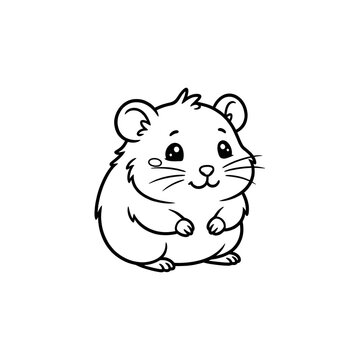 Cute cartoon hamster sitting isolated on white background in playful vector style