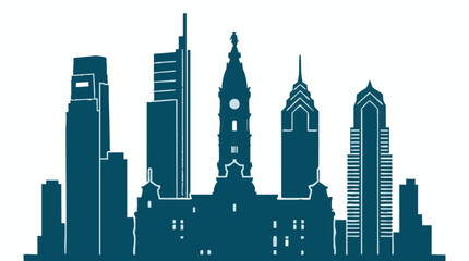 Philadelphia skyline silhouette vector illustration featuring iconic city hall © Mountain Top Studio