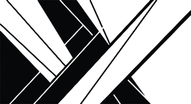 Modern geometric overlapping lines background with bold black stripes and sharp angles for contemporary architectural.