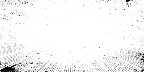 Abstract radial explosion with ink splatter lines bursting from the center, high-contrast black and white, dynamic motion, vintage grunge texture vector illustration, minimalist background. © TextureStock