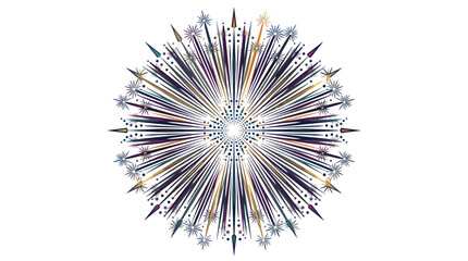 Naklejka premium Abstract radial burst pattern with starburst elements and gradient colors on white background