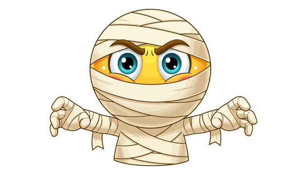 Cartoon mummy character with angry expression