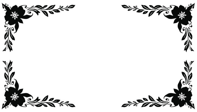 Ornate floral corner embellishments with blooming flowers and swirling leaves provide decorative accents for.