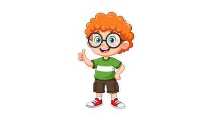Smiling cartoon boy pointing finger © MSTRUNA