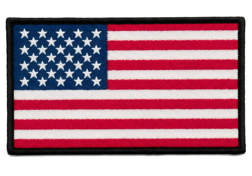 American flag patch with stars and stripes design on black border