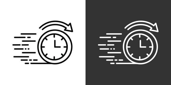 Time Flies Icon: A stylized clock graphic. motion blur, clock face, arrow indicating movement.