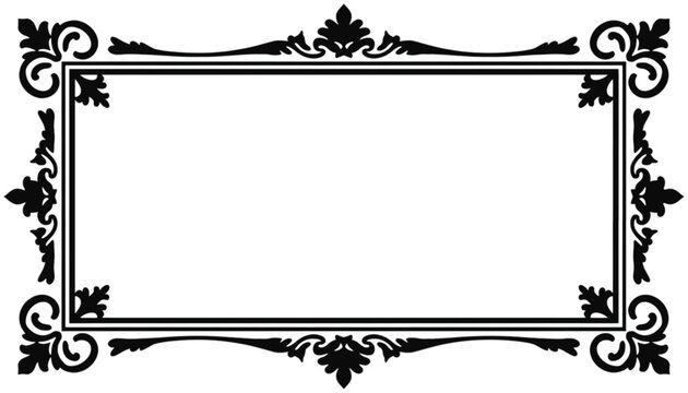 Ornate rectangular border design with decorative elements and a blank white space for text.