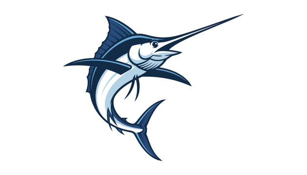 Stylized illustration of a marlin fish jumping
