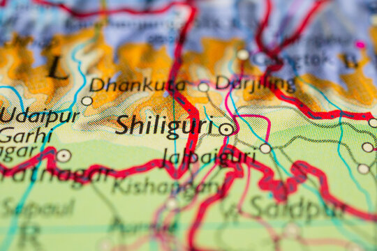 Shiliguri and Jalpaiguri detailed road map in northern West Bengal India.