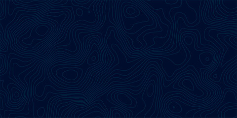 Modern Dark Blue Topographic Contour Pattern with Silver Elevation Lines, Abstract Geographic Terrain Relief and Cartography Map Background Texture. © Hasan