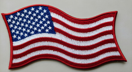 Obraz premium Crocheted american flag quilted pillow cover with stars and stripes