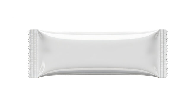 Empty white snack wrapper on plain surface isolated on transparent background