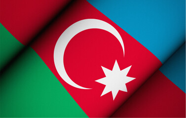 Obraz premium Azerbaijan flag with crescent moon and star symbol on red blue and green background