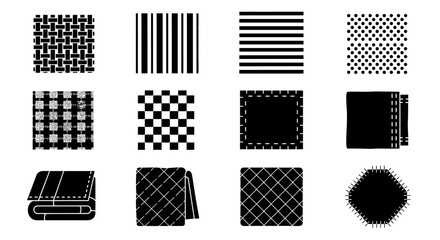 Naklejka premium Fabric and Textile Pattern Icon Set