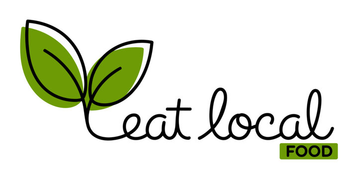 "Continuous Minimalist One Line Leaf Drawing &ndash; Modern Botanical Art Design, editable illustration for green leaf, Eat local food simple web banner with green leaf. Vector minimalist background.