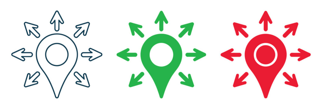 GPS Movement Symbol With Reposition Map Pin Icon, Modern Vector Illustration for Navigation Apps, Location Services, and Route Mapping