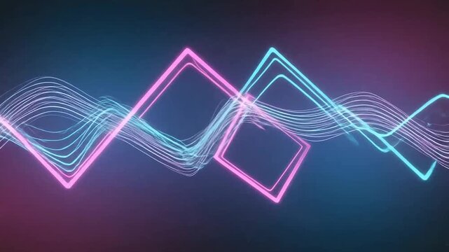 Abstract neon blue and pink geometric lines dark background
