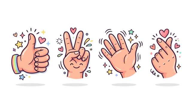Hands making gestures with hearts.