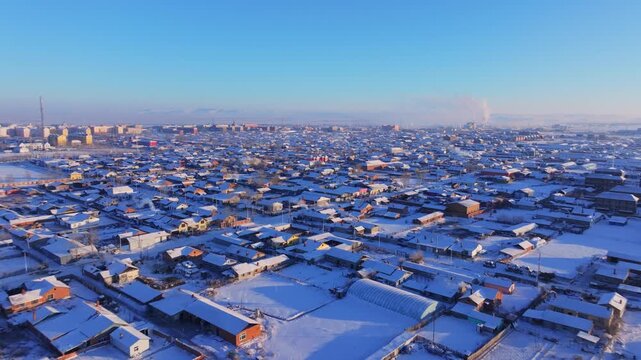 Snow Covered Residential Neighborhood in Winter City