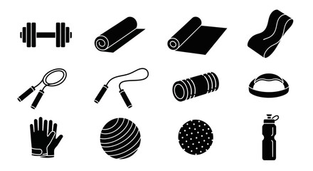 Fitness and Gym Equipment Icon Set © Hedasa