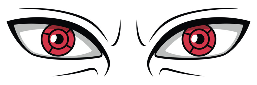 Sharingan Eyes Icon in Vector Style, Bold Anime Eye Illustration for Gaming Avatars, Manga Fan Art, Stickers, Logos, and Poster Graphics Design