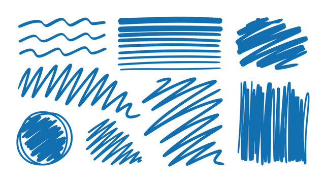 Abstract blue water and wave texture patterns with brush strokes