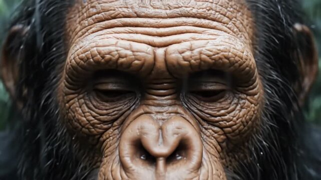 Primate evolution process: ape transition, early human emergence, primitive hominid development, species shift, biological adaptation, ancestral pathway, natural selection, gradual change